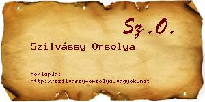 Szilvássy Orsolya névjegykártya
